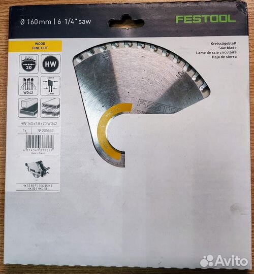 Пильный диск festool 160X1,8X20 WD42 205553