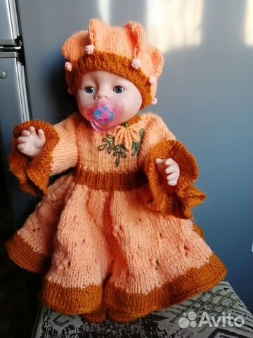 Вязаный комплект одежды для пупса Бэби Бон(43 см)