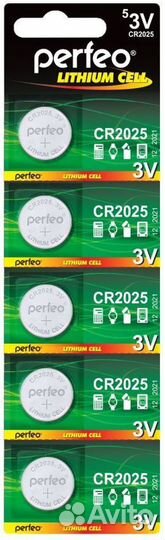 Батарейки CR2025 3V Perfeo Lithium Cell 5 штук