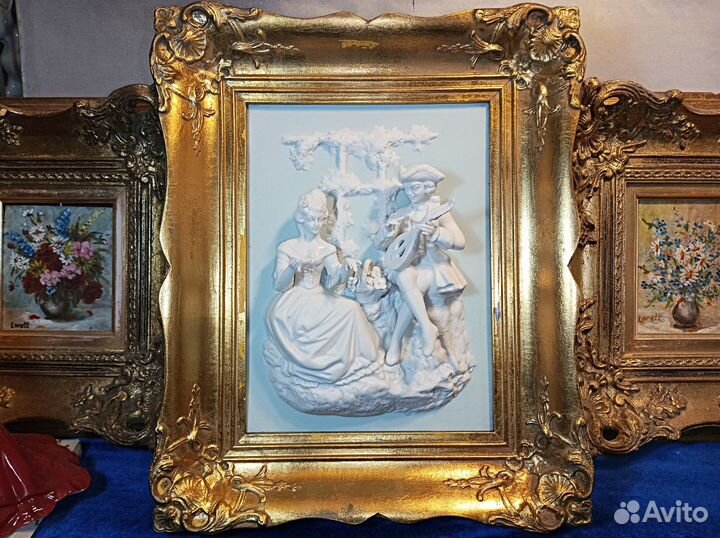 Картина.Фарфор.Декор 3D.Влюбленная пара.Европа