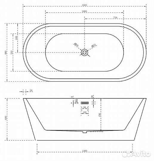 Акриловая ванна abber AB9203-1.5 белая