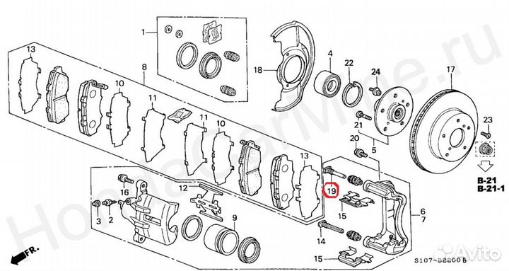 Втулка переднего суппорта honda 45262-SL0-003