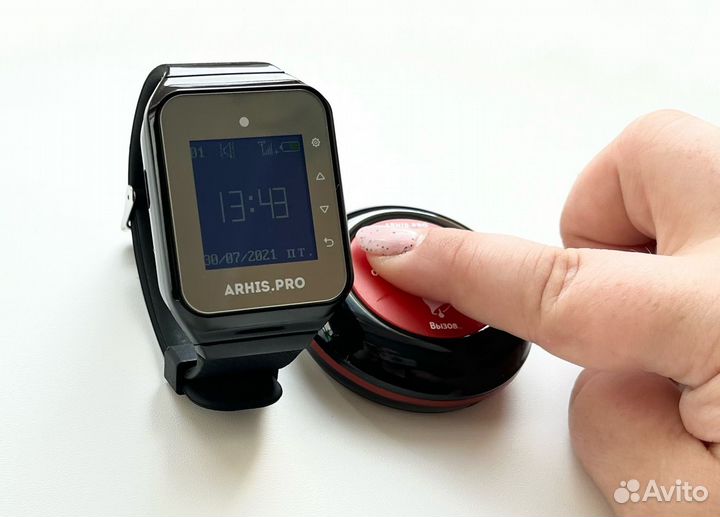 Кнопка вызова официанта и часы. Премиум комплект