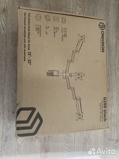 Кронштейн для 3х мониторов onkron G280 black