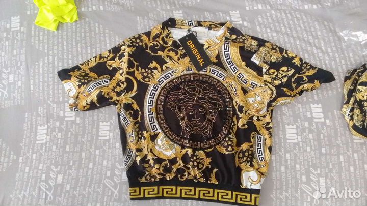 Брючный костюм с топом стразами