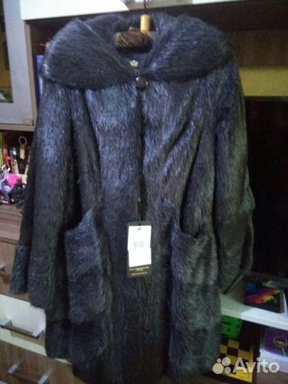 Шуба нутрия с капюшоном