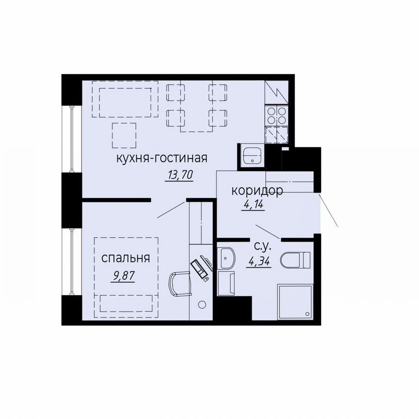 1-к. апартаменты, 32,1 м², 7/10 эт.