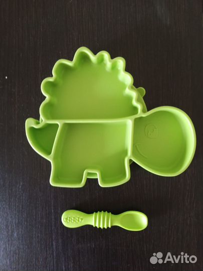 Силиконовая тарелка с ложкой для малыша zeimas