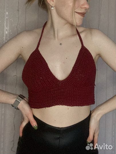 Кроп топ вязаный ручная работа