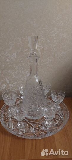 Графин, 6 рюмок, блюдо хрусталь СССР