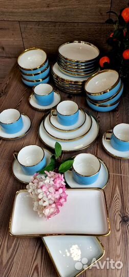 Столовый сервиз на 6 персон 32 предмета голубой