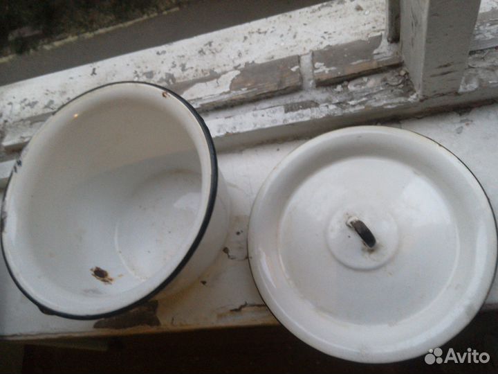 Горшок ночной эмалированный стальной с крышкой 2шт