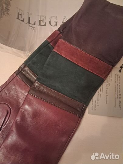 Перчатки высокие кожа замша кашемир 7 Италия