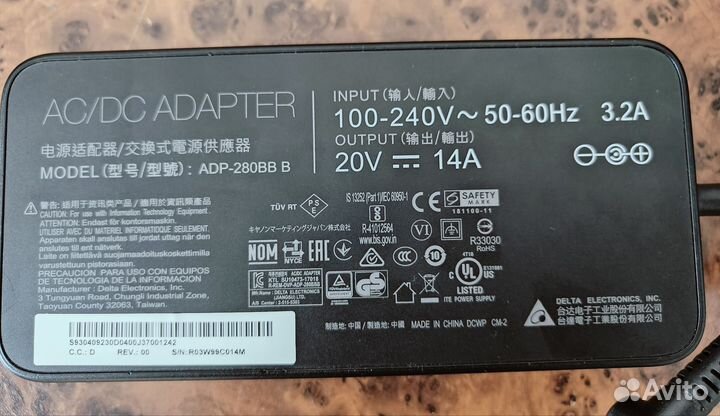Блок питания 20V 14A 280W (7.4*5.0) ADP-280 BB B