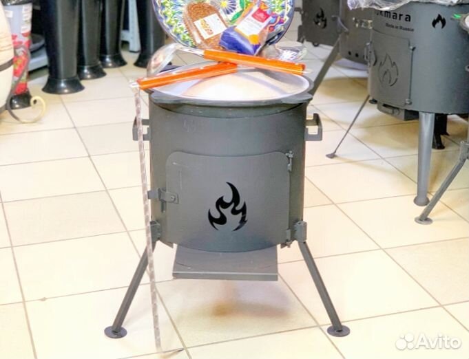 Казан чугунный 8 литров + печь + крышка + половник