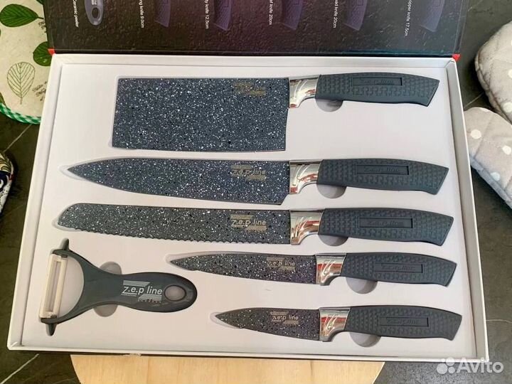 Набор ножей для кухни подарочный новый серый