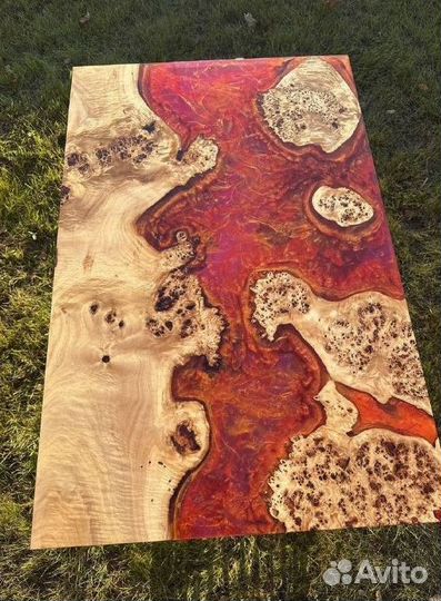 Стол руководителя.Стол Слэб из капового тополя