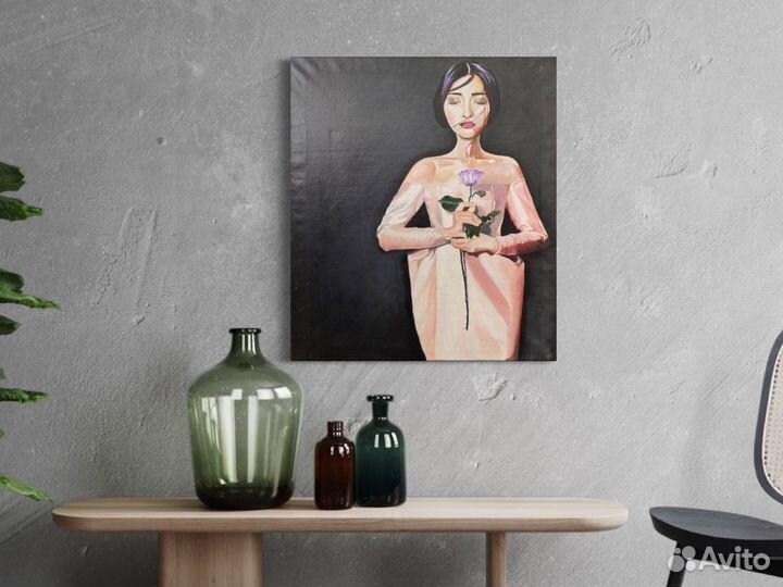 Современная Картина маслом на холсте Девушка