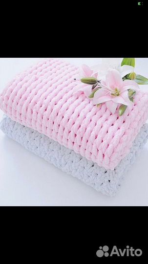 Плед из плюшевой пряжи Ализе пуффи