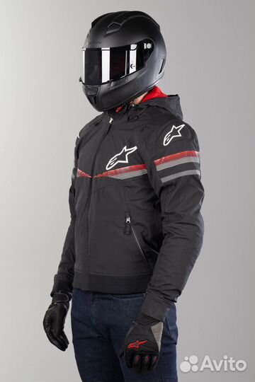 Motorradjacke Alpinestars Sektor V2 Tech Hoodie Schwarz-Rot Черный