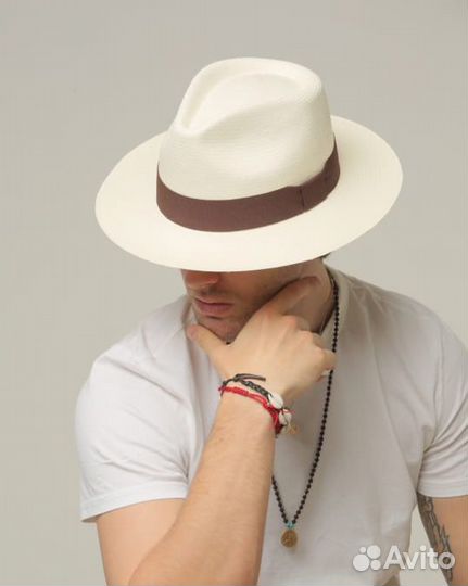 Мужская летняя шляпа Авокадо с коричневой лентой