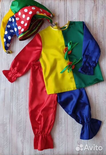 Прокат 104-116 костюм петрушка, скоморох клоун