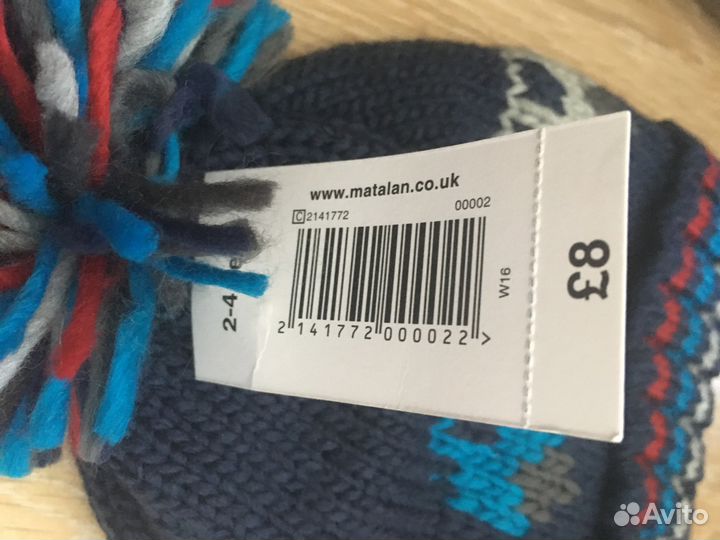 Новый компл Шапка+ варежки флис Англия на 2г. 86р