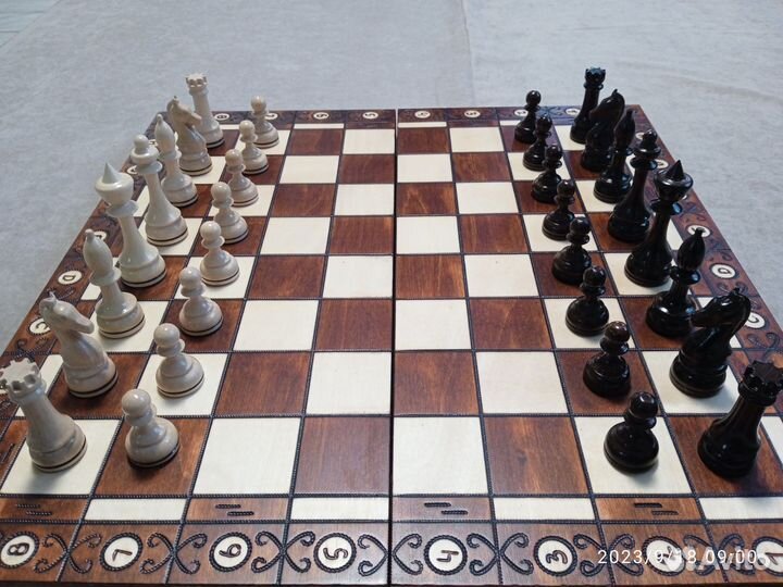 Шахматы Стаунтон Премиум с выжигом, доска Амбассад