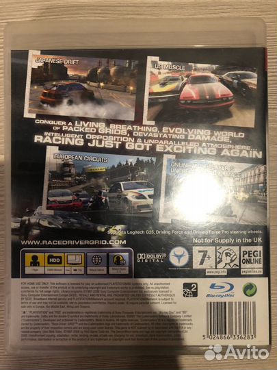 RaceDriver Grid для Sony Ps3