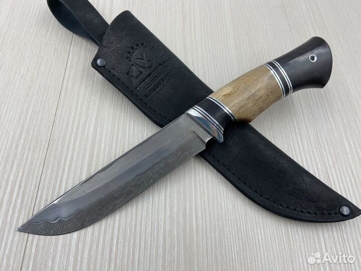 Нож Барракуда дамаск ламинированный, рукоять карел