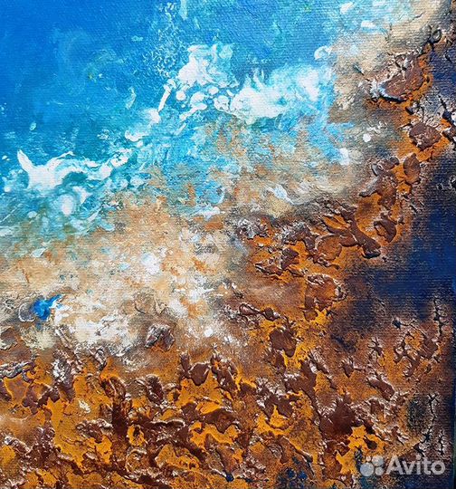 Интерьерная картина сине голубые тона Абстракция