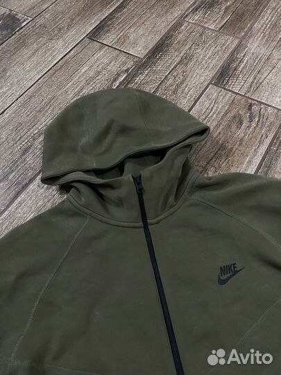 Оливковая зип худи Nike Tech Fleece XL оригинал