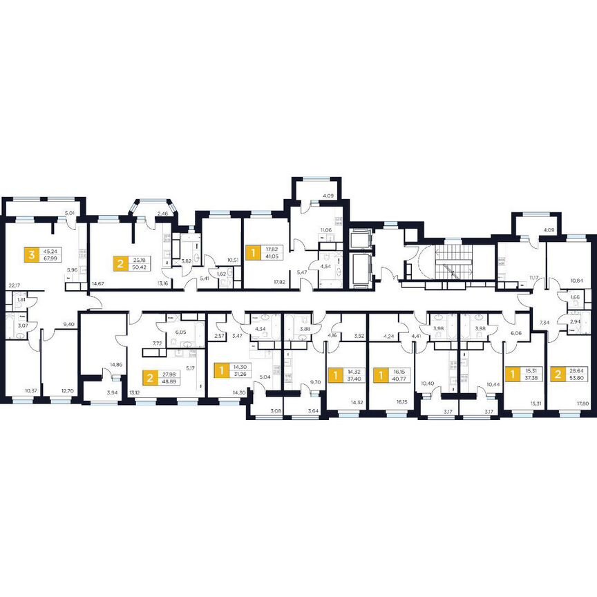 3-к. квартира, 68 м², 7/15 эт.