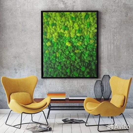 Панно из мха в рамке с подсветкой