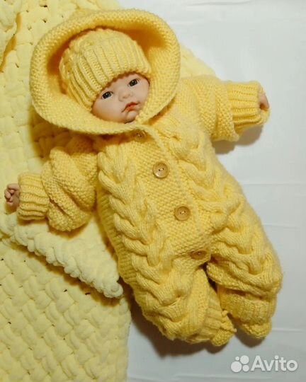 Вязанный комбез 0-3месяца