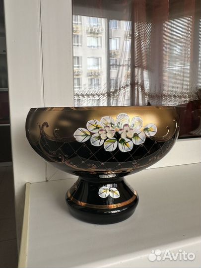 Ваза для фруктов богемия черная