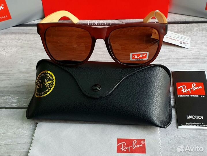 Солнцезащитные очки поляризационные Ray Ban бамбук