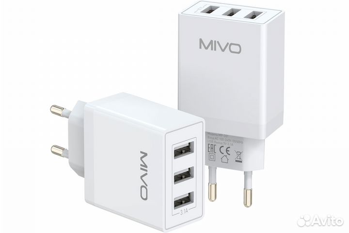 Сетевое зарядное устройство Mivo MP-331 3 USB 3.1A