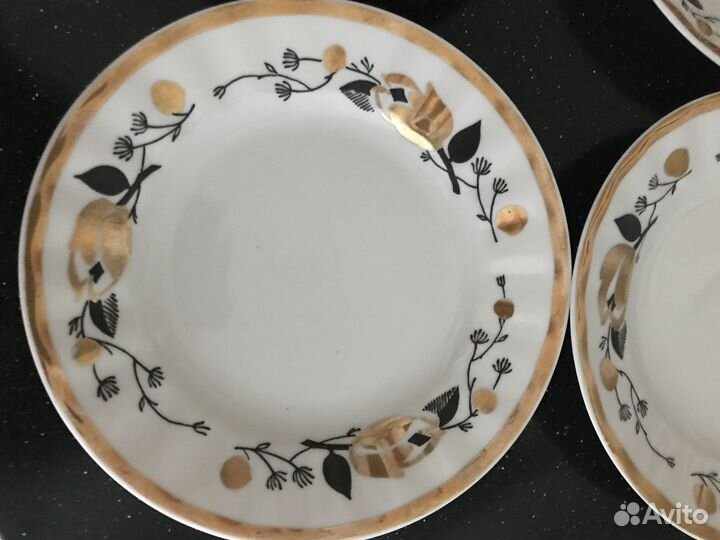 Тарелки десертные 10шт.Золотая роза Вербилки СССР