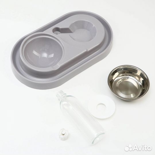 Миска двойная с автопоилкой (съёмная бутылка)