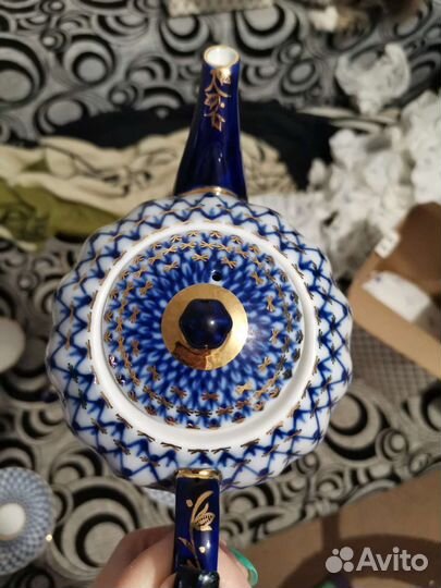 Новый чайный сервиз тюльпан кабальт.сетка/ифз