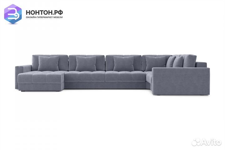 Диван п-образный тик-так Монарх темно-серый