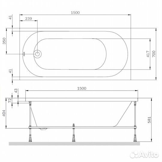 Ванна акриловая AM.PM X-Joy W94A-150-070W-A1 150x70