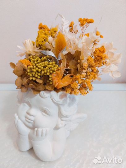 Букеты из сухоцветов в кашпо. Цветы