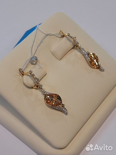 3277 Серьги золотые 585 с бриллиантами
