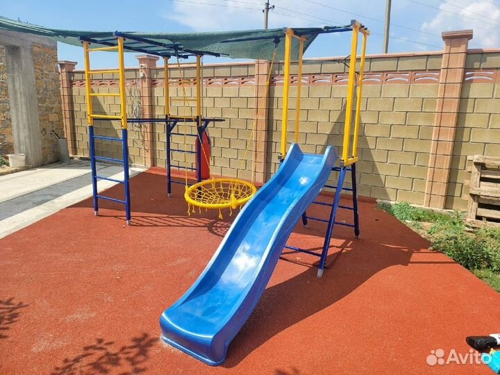 Уличный комплекс с горкой + качеля-гнездо