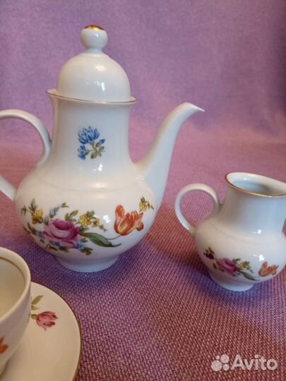 Сервиз кофейный мейсенский букет Чехия