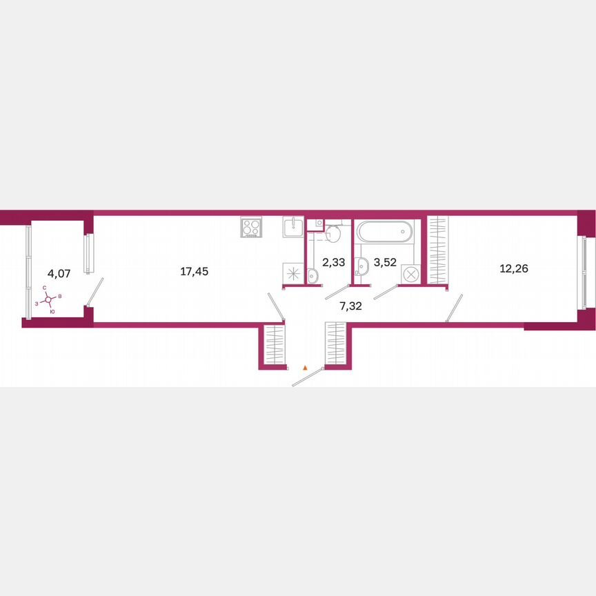 1-к. квартира, 44,9 м², 2/10 эт.