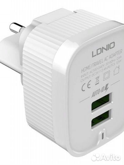 Сетевое зу ldnio A201 + кабель Lightning, 2 USB