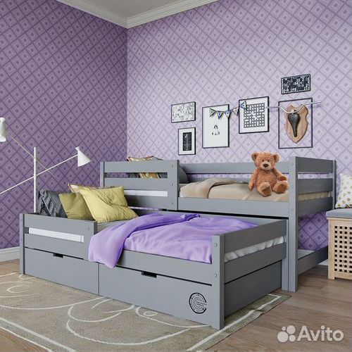 Кроватка от 2х лет матрешка из массива выдвижная